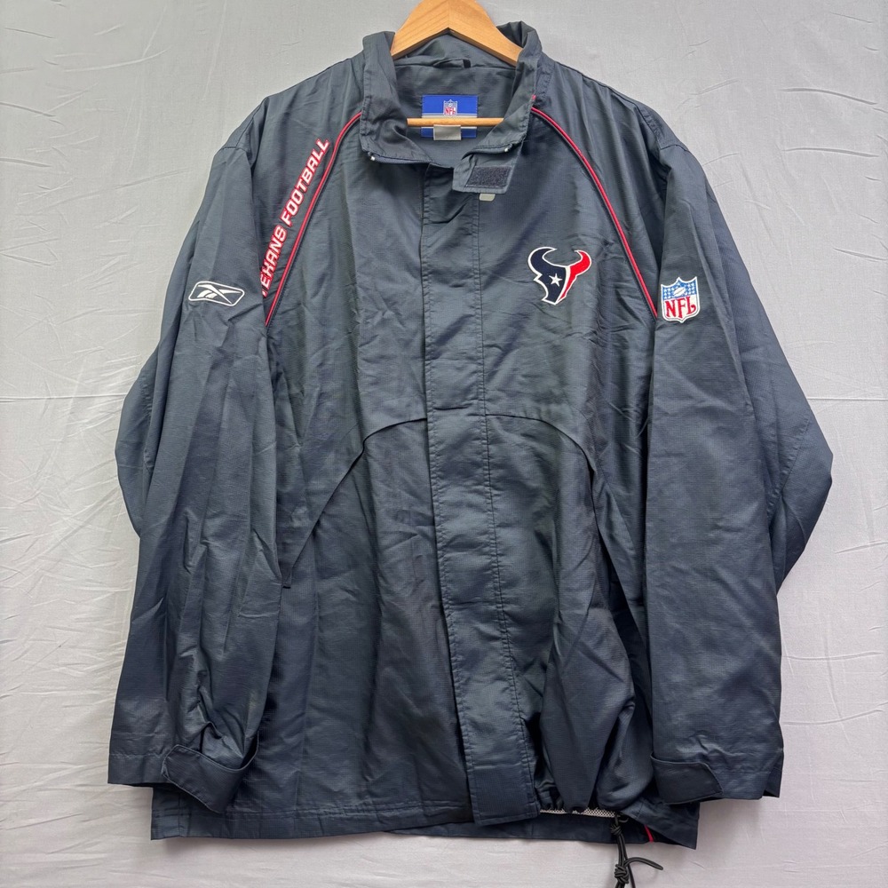 Vtg Reebok Houston Texans NFL Team Apparel Windbreaker Jacket Navy Blue Mens XL